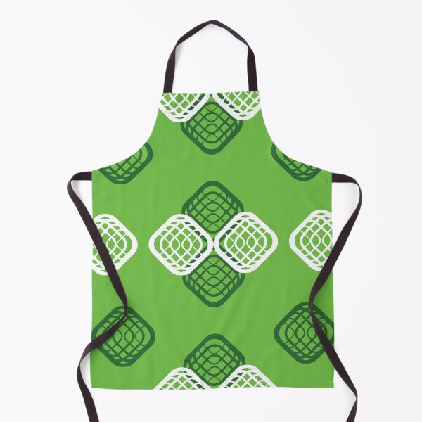 Item preview, Seamless Green Geometric Lattice Pattern with White and Dark Green Ornamental Motifs designed and sold by ChaReePat.