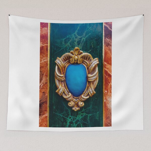 Item preview, Ornate Gold Medallion With Blue Oval Center On Marble Green And Red Decorative Panel designed and sold by Nmallia.