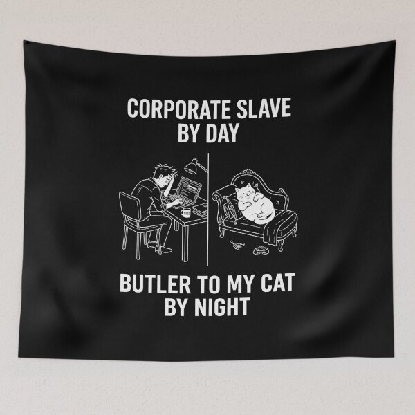 Item preview, Corporate Slave Butler To My Cat Humorous Comic for Cat Owner and Work From Home Struggles designed and sold by SplashTastic.