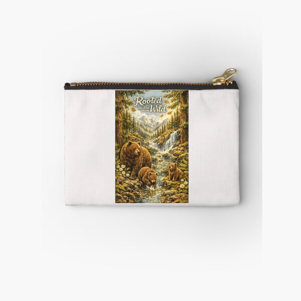 Item preview, Rooted in the Wild Bear Family Mountain Waterfall Nature Art designed and sold by inkoutninja.