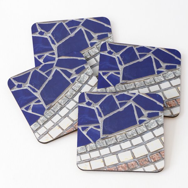 Item preview, Blue Ceramic Mosaic Tile Pattern With Small Square Stone Tiles and Textured Grout designed and sold by Nmallia.
