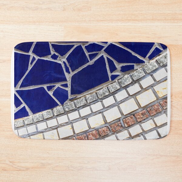 Item preview, Blue Ceramic Mosaic Tile Pattern With Small Square Stone Tiles and Textured Grout designed and sold by Nmallia.