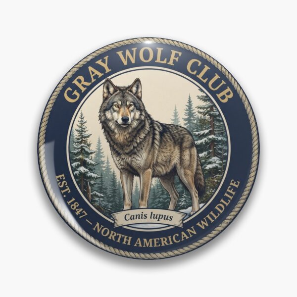 Item preview, Gray Wolf Club Vintage Badge North American Wildlife designed and sold by CalmCapy Co.
