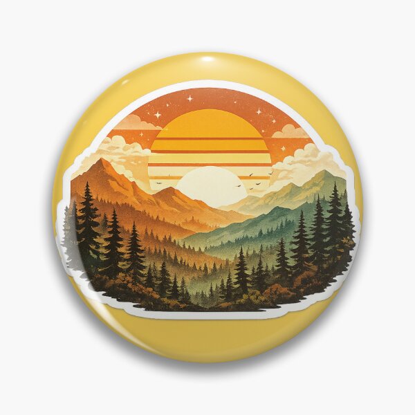 Item preview, Retro Mountain Sunset Forest Sticker designed and sold by AuudiVasustudio.