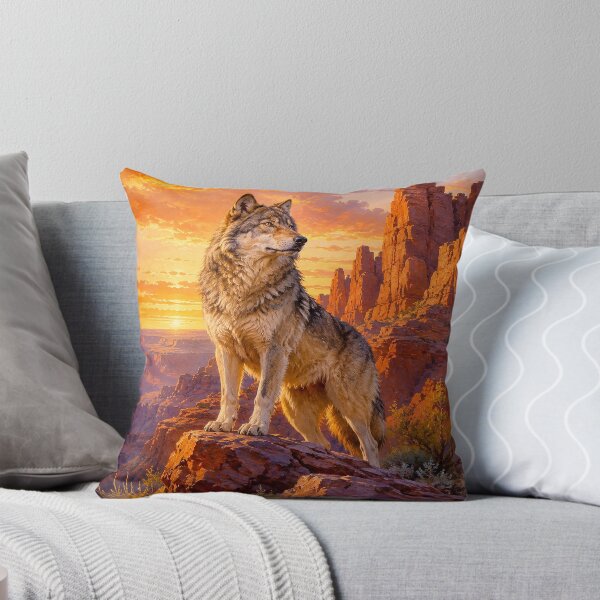 Item preview, Southwestern Wolf at Sunset – Vintage Wildlife Art designed and sold by alw951.