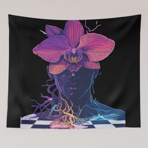 Item preview, Orchid Crown Surreal Portrait – Rooted in Colour Aesthetic Art designed and sold by AvalonMoss.