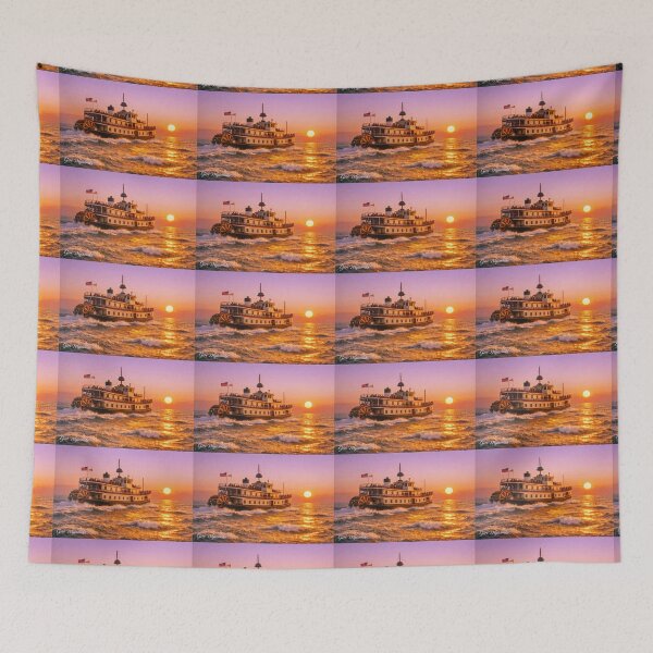Item preview, Proud Mary Sunset Voyage – Rose‑Gold Horizon Glow designed and sold by The Art Queen Of Michigan .