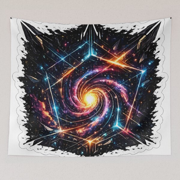 Item preview, Geometric Cosmic Pentagon and Vibrant Nebula Vortex designed and sold by RiteshCenter .