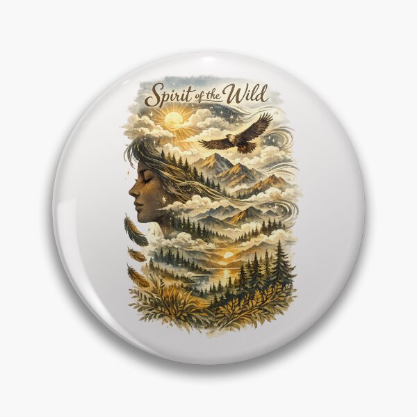 Item preview, Spirit of the Wild Eagle Woman Mountain Wilderness Art designed and sold by inkoutninja.