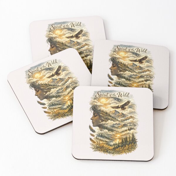 Item preview, Spirit of the Wild Eagle Woman Mountain Wilderness Art designed and sold by inkoutninja.