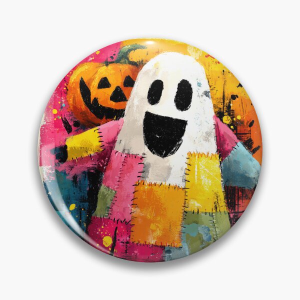 Item preview, Cheerful Patchwork Ghost Halloween Art designed and sold by colorful-white.