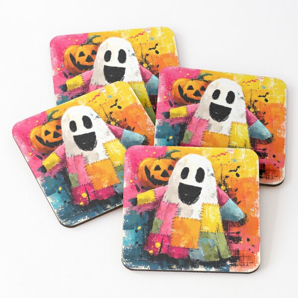 Item preview, Cheerful Patchwork Ghost Halloween Art designed and sold by colorful-white.