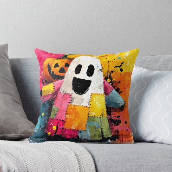 Item preview, Cheerful Patchwork Ghost Halloween Art designed and sold by colorful-white.