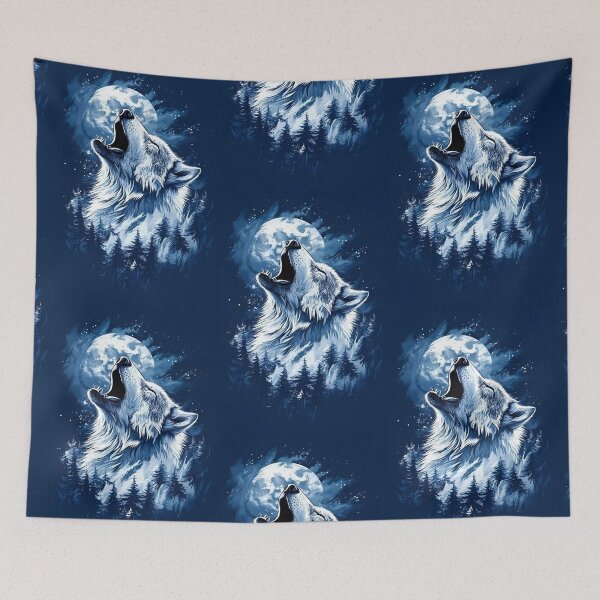 Item preview, A Howling Wolf Under Moonlight, A Striking Representation Of A Wolf In A Moonlit Forest, Bathed In Shades Of Blue, Capturing The Majestic And Wild Essence Of Nature, Call Of The Wild designed and sold by Matt_Smith.