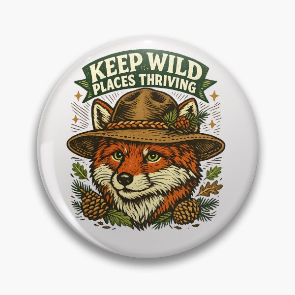 Item preview, Keep Wild Places Thriving Retro Fox Nature Conservation Design designed and sold by inkoutninja.