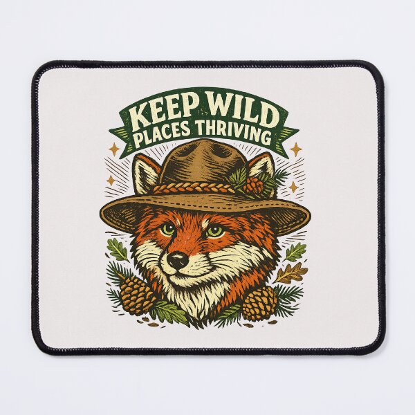 Item preview, Keep Wild Places Thriving Retro Fox Nature Conservation Design designed and sold by inkoutninja.