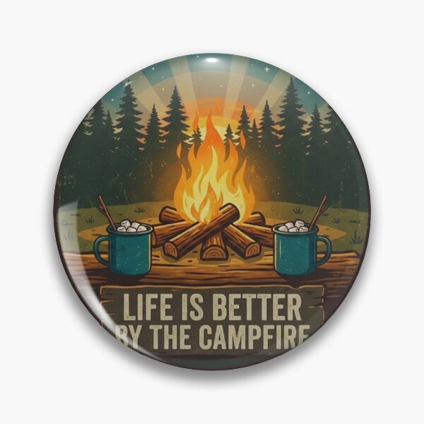 Item preview, Life Is Better by the Campfire Vintage Camping Mug & Fire Illustration designed and sold by GabeMountainArt.