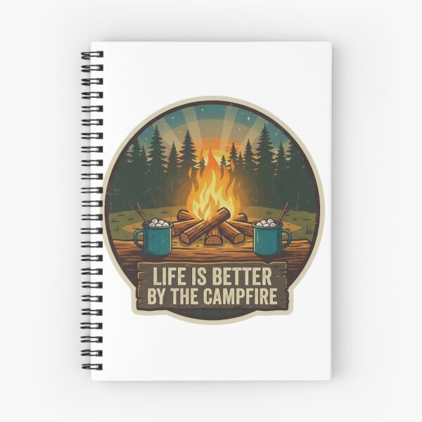 Item preview, Life Is Better by the Campfire Vintage Camping Mug & Fire Illustration designed and sold by GabeMountainArt.
