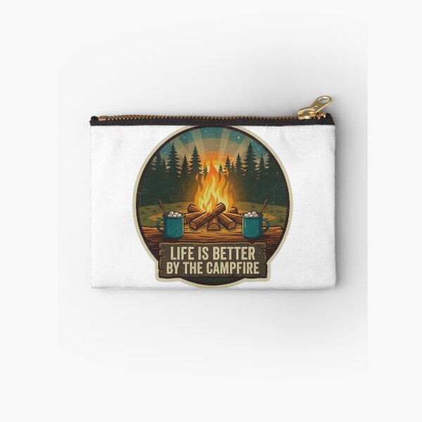 Item preview, Life Is Better by the Campfire Vintage Camping Mug & Fire Illustration designed and sold by GabeMountainArt.