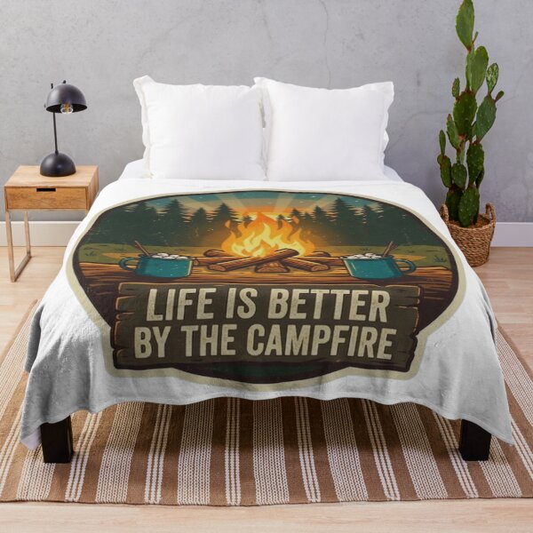 Item preview, Life Is Better by the Campfire Vintage Camping Mug & Fire Illustration designed and sold by GabeMountainArt.