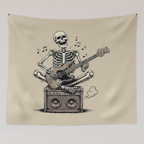 Item preview, Skeleton Playing Bass Guitar - Bass Player Humor designed and sold by Art-Arcade6.