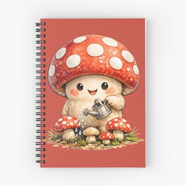 Item preview, Kawaii Mushroom Gardener Illustration – Cute Red Cap Watering Baby Mushrooms Art designed and sold by MagicMakerPh.