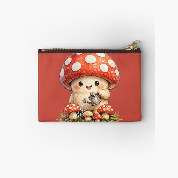 Item preview, Kawaii Mushroom Gardener Illustration – Cute Red Cap Watering Baby Mushrooms Art designed and sold by MagicMakerPh.