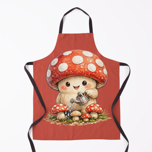 Item preview, Kawaii Mushroom Gardener Illustration – Cute Red Cap Watering Baby Mushrooms Art designed and sold by MagicMakerPh.