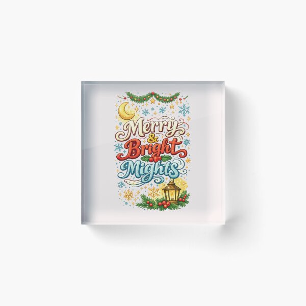 Item preview, Merry and Bright Nights Festive Christmas Moon and Lantern Design designed and sold by inkoutninja.