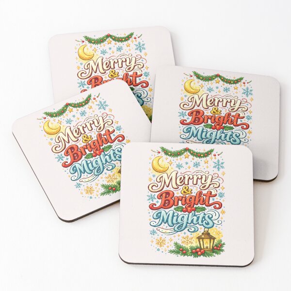 Item preview, Merry and Bright Nights Festive Christmas Moon and Lantern Design designed and sold by inkoutninja.