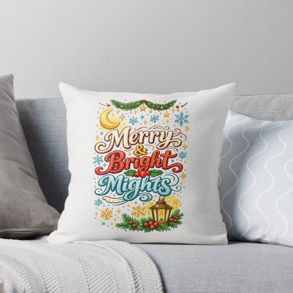 Item preview, Merry and Bright Nights Festive Christmas Moon and Lantern Design designed and sold by inkoutninja.