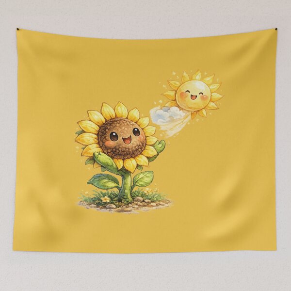 Item preview, Chibi Sunflower Illustration – Cute Sun-Chasing Flower with Sunburst Petals Art designed and sold by MagicMakerPh.
