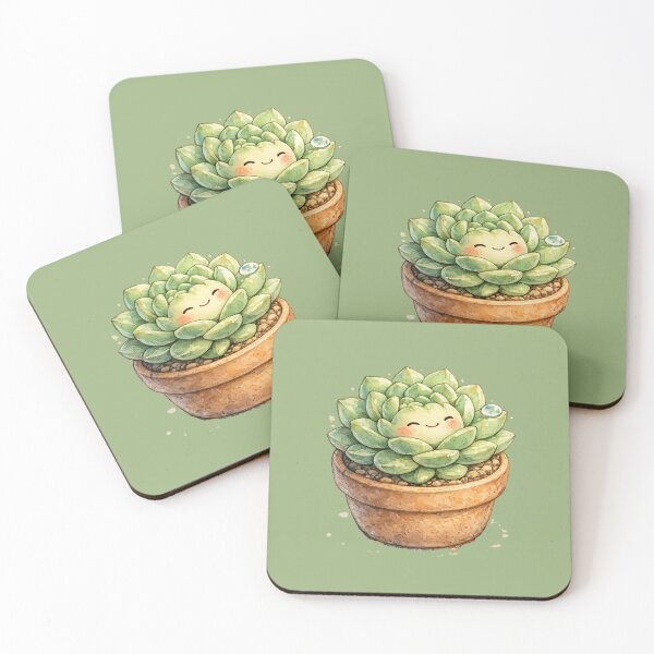 Item preview, Kawaii Succulent Illustration – Cute Sleepy Rosette Plant in Terracotta Pot designed and sold by MagicMakerPh.