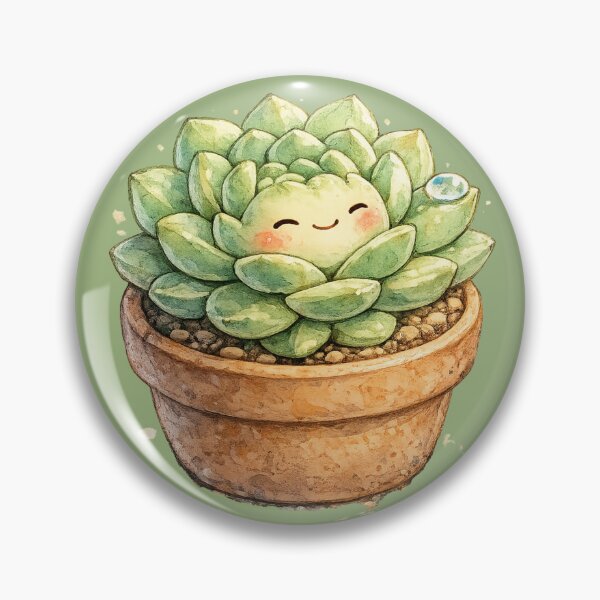 Item preview, Kawaii Succulent Illustration – Cute Sleepy Rosette Plant in Terracotta Pot designed and sold by MagicMakerPh.