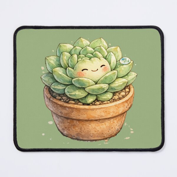 Item preview, Kawaii Succulent Illustration – Cute Sleepy Rosette Plant in Terracotta Pot designed and sold by MagicMakerPh.