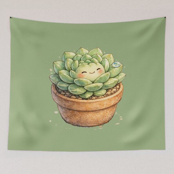 Item preview, Kawaii Succulent Illustration – Cute Sleepy Rosette Plant in Terracotta Pot designed and sold by MagicMakerPh.