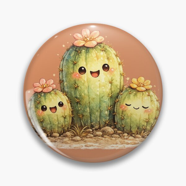 Item preview, Kawaii Cactus Family Illustration – Cute Desert Cacti with Tiny Flower Blooms designed and sold by MagicMakerPh.