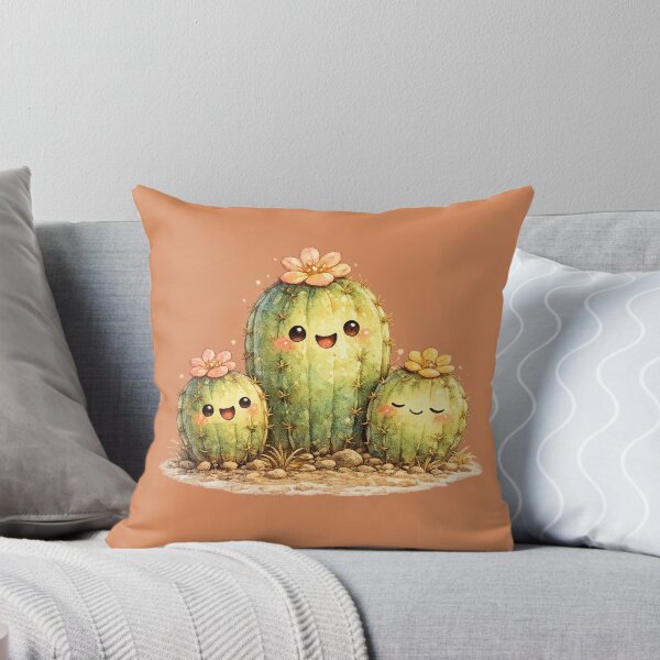 Item preview, Kawaii Cactus Family Illustration – Cute Desert Cacti with Tiny Flower Blooms designed and sold by MagicMakerPh.