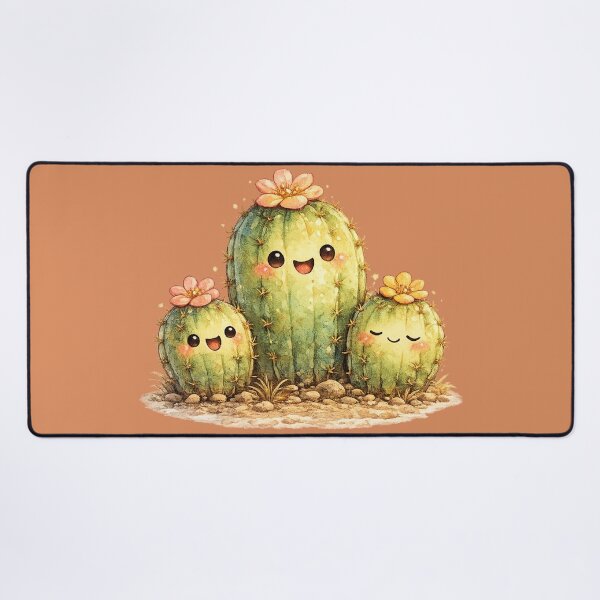 Item preview, Kawaii Cactus Family Illustration – Cute Desert Cacti with Tiny Flower Blooms designed and sold by MagicMakerPh.