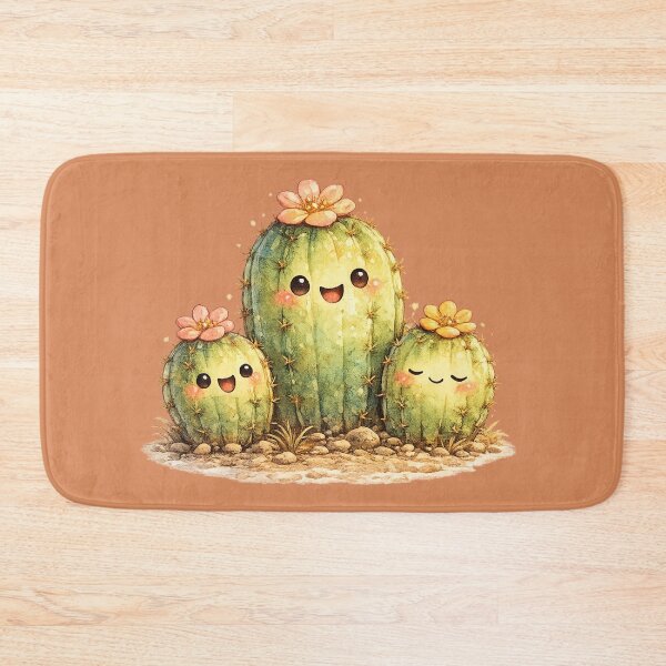 Item preview, Kawaii Cactus Family Illustration – Cute Desert Cacti with Tiny Flower Blooms designed and sold by MagicMakerPh.