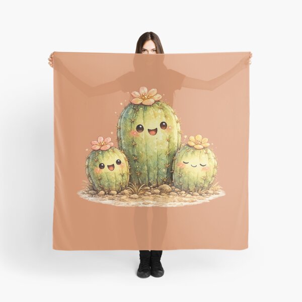 Item preview, Kawaii Cactus Family Illustration – Cute Desert Cacti with Tiny Flower Blooms designed and sold by MagicMakerPh.