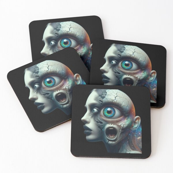 Item preview, Cosmic Third Eye Surrealism Cracked Face Horror Art designed and sold by LujziWorld.