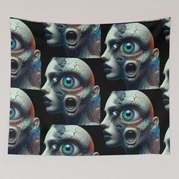 Item preview, Cosmic Third Eye Surrealism Cracked Face Horror Art designed and sold by LujziWorld.