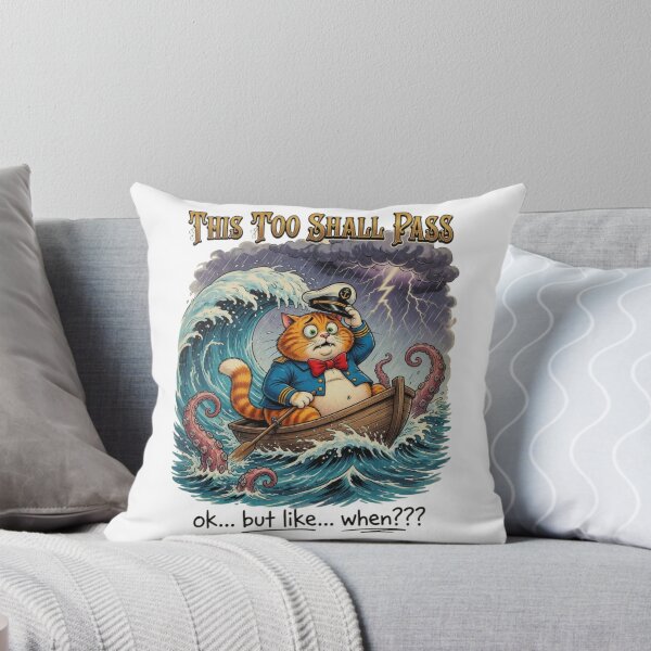 Item preview, This Too Shall Pass Funny Cat Captain Boat Storm Humor designed and sold by CF_VintageDesign.