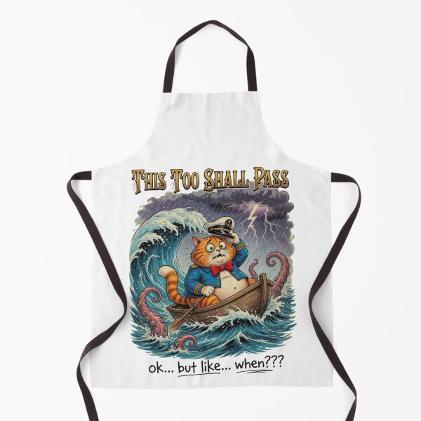 Item preview, This Too Shall Pass Funny Cat Captain Boat Storm Humor designed and sold by CF_VintageDesign.