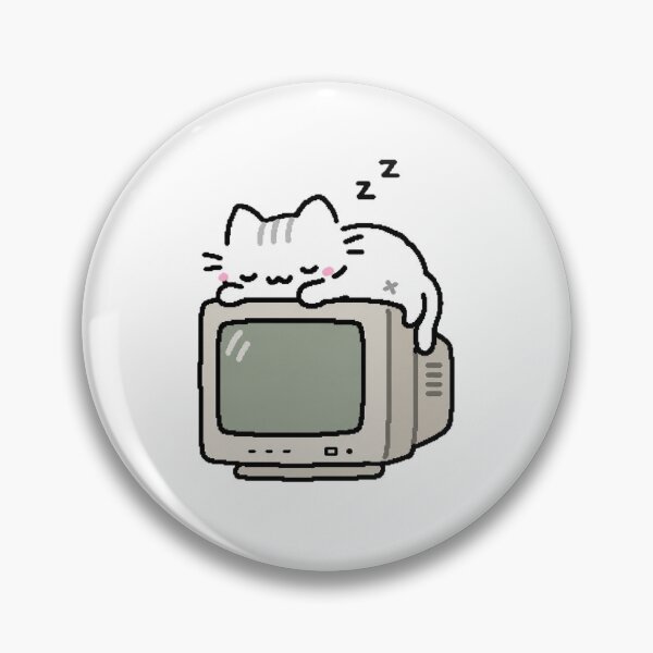 Item preview, Cute Cat Sleeping on CRT Monitor Retro Internet Nostalgia designed and sold by TrxshWear.