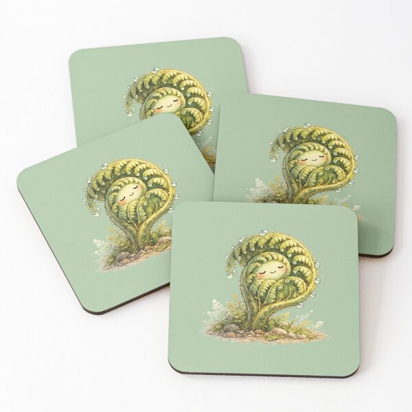 Item preview, Sleepy Fiddlehead Fern Kawaii Baby Nap Art – Cute Botanical Watercolor Illustration designed and sold by MagicMakerPh.