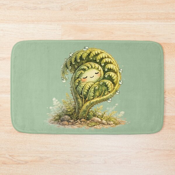Item preview, Sleepy Fiddlehead Fern Kawaii Baby Nap Art – Cute Botanical Watercolor Illustration designed and sold by MagicMakerPh.