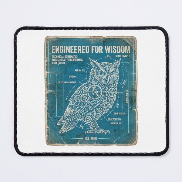 Item preview, Engineered for Wisdom Owl - Vintage Steampunk Schematic Art designed and sold by Mr. Pawsome.