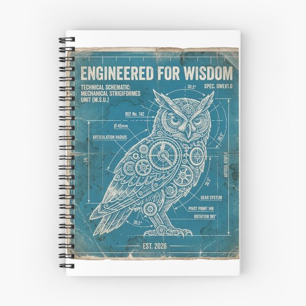 Item preview, Engineered for Wisdom Owl - Vintage Steampunk Schematic Art designed and sold by Mr. Pawsome.